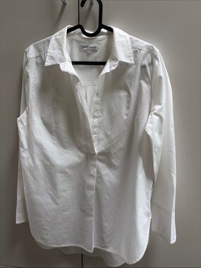 Second Female Essentials White Long-Sleeve V-Neck Popover Blouse